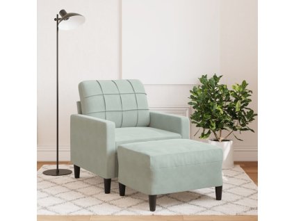 vidaXL Křeslo s podnožkou světle šedé 60 cm samet