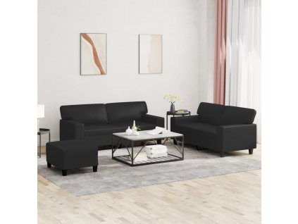 vidaXL 3dílná sedací souprava černá umělá kůže