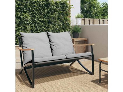 vidaXL Zahradní lavice s poduškami 120 cm černá ocel