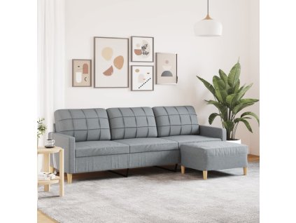 vidaXL 3místná pohovka s podnožkou světle šedá 210 cm textil