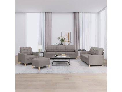 vidaXL 4dílná sedací souprava s poduškami taupe textil