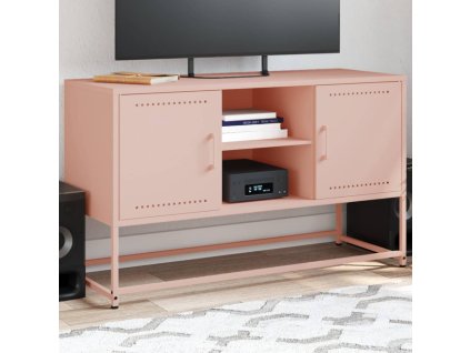 vidaXL TV skříňka růžová 100,5 x 39 x 60,5 cm ocel