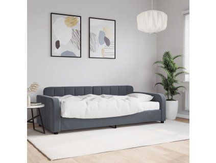 vidaXL Válenda s matrací tmavě šedá 90 x 200 cm samet