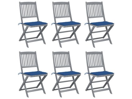 vidaXL Skládací zahradní židle s poduškami 6 ks masivní akáciové dřevo