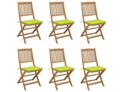 vidaXL Skládací zahradní židle s poduškami 6 ks masivní akácie