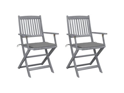 vidaXL Skládací zahradní židle s poduškami 2 ks masivní akáciové dřevo