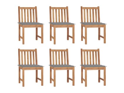 vidaXL Zahradní židle 6 ks s poduškami masivní teak