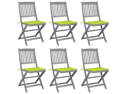 vidaXL Skládací zahradní židle s poduškami 6 ks masivní akáciové dřevo