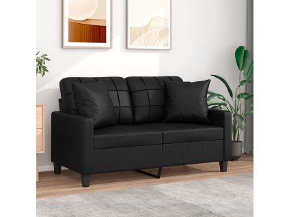 vidaXL 2místná pohovka s polštáři černá 120 cm umělá kůže