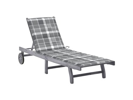 vidaXL Zahradní lehátko s poduškou šedé masivní akáciové dřevo