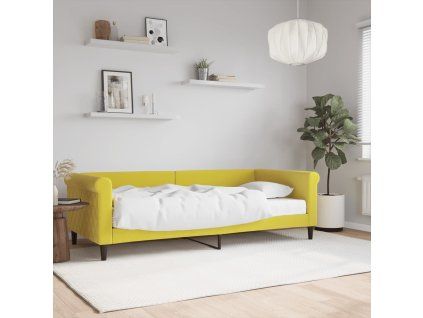 vidaXL Válenda s matrací žlutá 90 x 200 cm samet