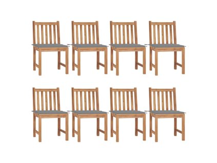 vidaXL Zahradní židle s poduškami 8 ks masivní teak