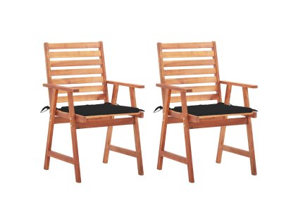 vidaXL Zahradní jídelní židle 2 ks s poduškami masivní akáciové dřevo