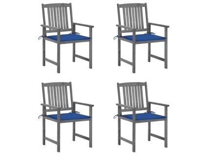 vidaXL Zahradní židle s poduškami 4 ks šedé masivní akáciové dřevo