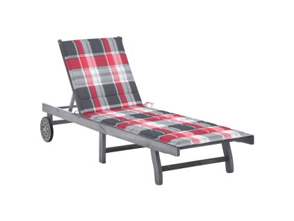 vidaXL Zahradní lehátko s poduškou šedé masivní akáciové dřevo