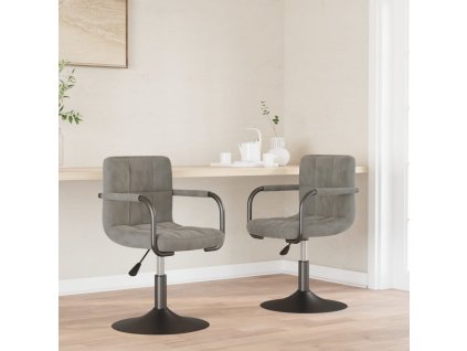 vidaXL Otočné jídelní židle 2 ks světle šedé samet