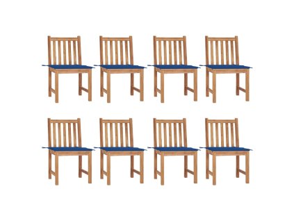 vidaXL Zahradní židle s poduškami 8 ks masivní teak