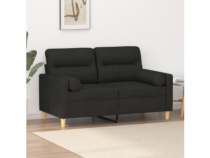 vidaXL 2místná pohovka s polštáři černá 120 cm textil