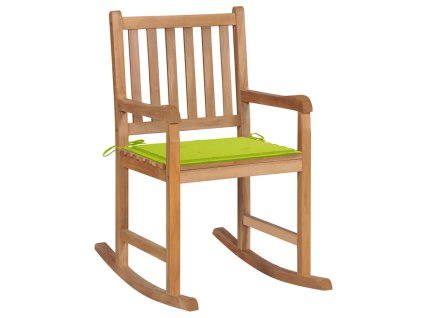 vidaXL Houpací křeslo s jasně zelenou poduškou masivní teak