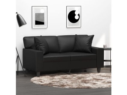 vidaXL 2místná pohovka s polštáři černá 120 cm umělá kůže