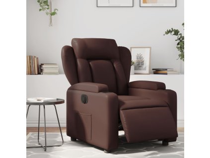 vidaXL Elektrické polohovací křeslo hnědé umělá kůže