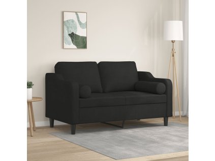 vidaXL 2místná pohovka s polštáři černá 120 cm textil