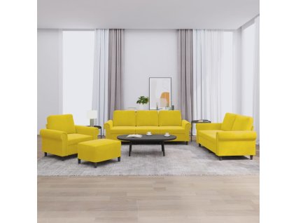 vidaXL 4dílná sedací souprava s poduškami žlutá samet