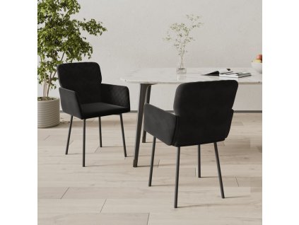 vidaXL Jídelní židle 2 ks černé samet