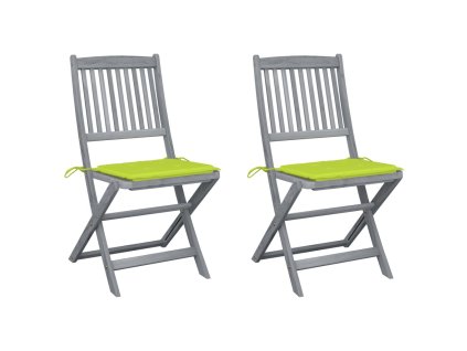 vidaXL Skládací zahradní židle s poduškami 2 ks masivní akáciové dřevo