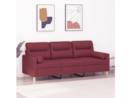 vidaXL 3místná pohovka s polštáři vínová 180 cm textil