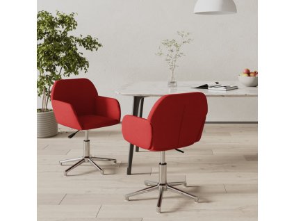 vidaXL Otočné jídelní židle 2 ks vínové textil