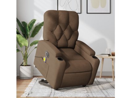 vidaXL Elektrické zvedací masážní polohovací křeslo hnědé textil