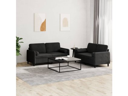 vidaXL 2dílná sedací souprava s polštáři černá samet