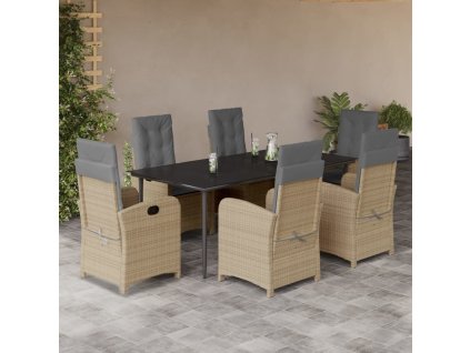 vidaXL 7dílný zahradní jídelní set s poduškami mix béžové polyratan