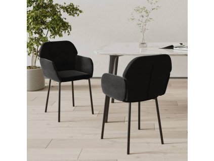 vidaXL Jídelní židle 2 ks černé samet
