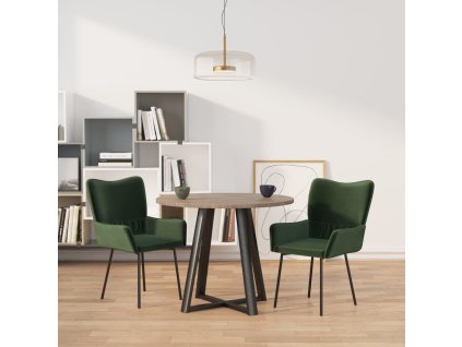 vidaXL Jídelní židle 2 ks tmavě zelené samet