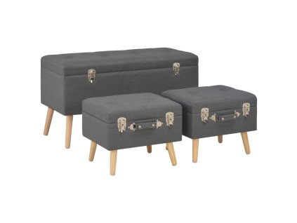 vidaXL Stoličky s úložným prostorem 3 ks tmavě šedé textil