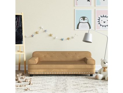 vidaXL Dětská pohovka hnědá 90 x 53 x 30 cm samet