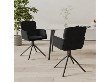 vidaXL Otočné jídelní židle 2 ks černé samet