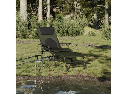 vidaXL Rybářské lehátko nastavitelné nohy do bláta skládací zelené