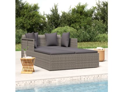 vidaXL Lehátko s poduškami šedé 182 x 118 x 63 cm polyratan