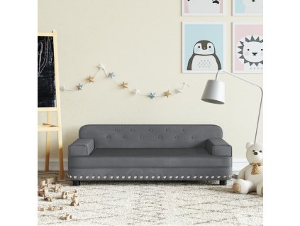 vidaXL Dětská pohovka tmavě šedá 90 x 53 x 30 cm samet