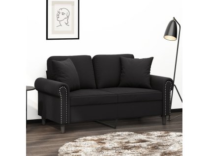vidaXL 2místná pohovka s polštáři černá 120 cm samet