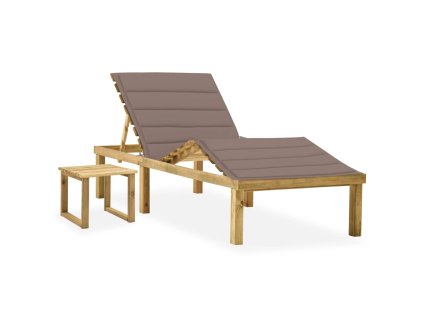 vidaXL Zahradní lehátko se stolkem a poduškou impregnovaná borovice