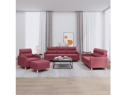 vidaXL 4dílná sedací souprava s poduškami vínová textil