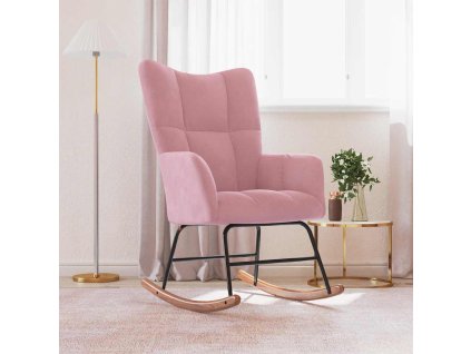 vidaXL Houpací křeslo růžové samet
