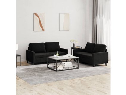 vidaXL 2dílná sedací souprava s poduškami černá samet