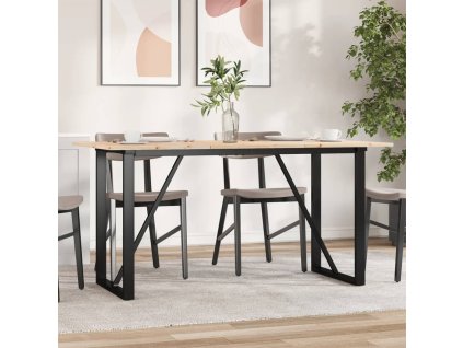 vidaXL Jídelní stůl s O rámem 140 x 80 x 75 cm borové dřevo a ocel