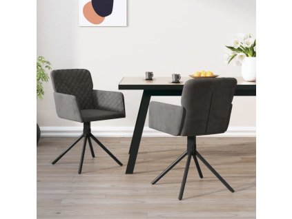 vidaXL Otočné jídelní židle 2 ks tmavě šedé samet