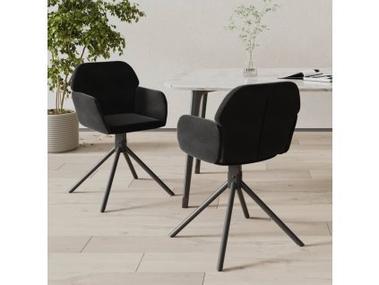 vidaXL Otočné jídelní židle 2 ks černé samet